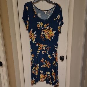 Floral Blue Dress Sz L